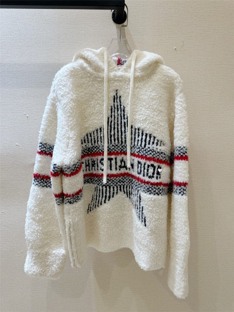 Dior White Embroidered Star Logo Hoodie