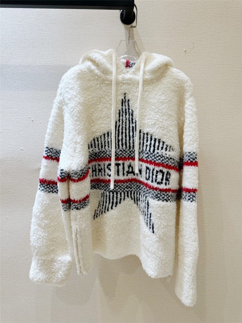 D10r white embroidered star logo hoodie