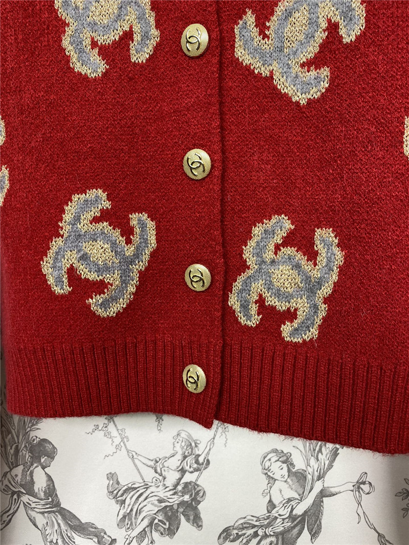 Ch**el logo jacquard knitted cardigan