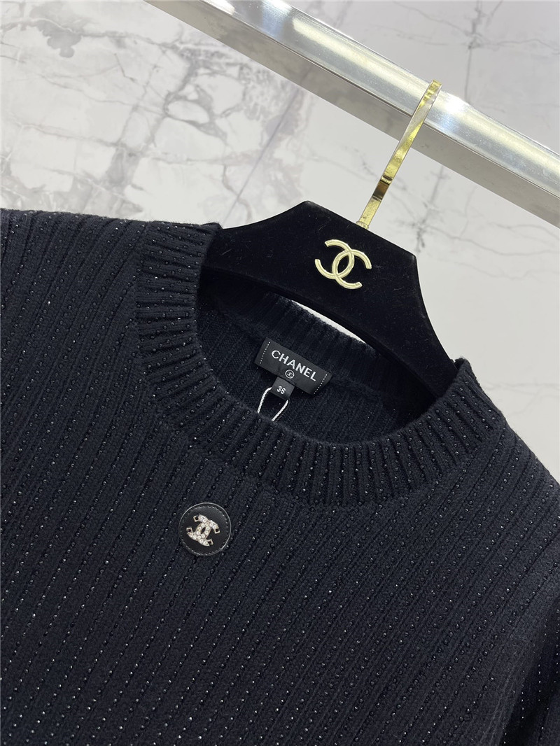 Ch**el logo crew neck sweater in navy