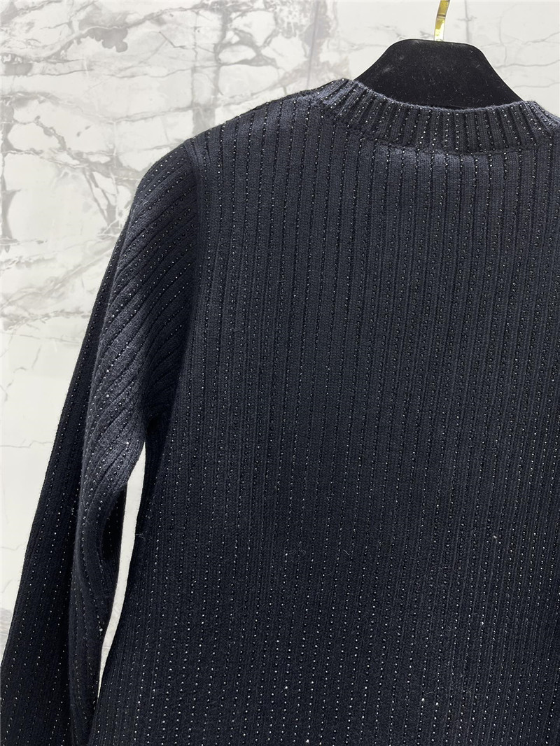 Ch**el logo crew neck sweater in navy