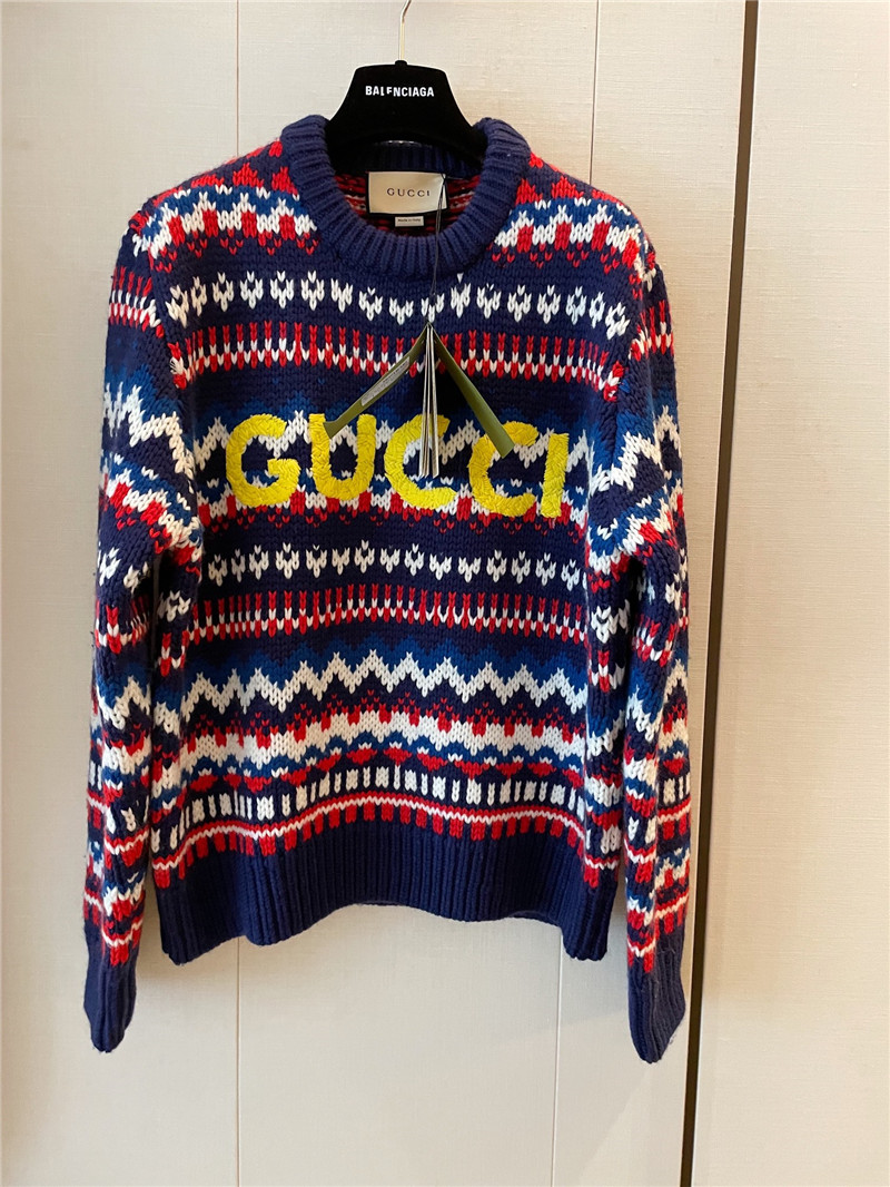 Gucci Logo Multicolor Wool Sweater