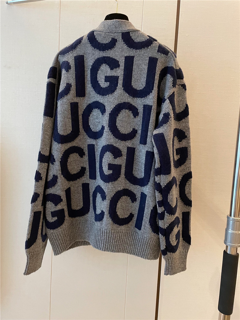 Gucci Logo Intarsia Button-Up Cardigan