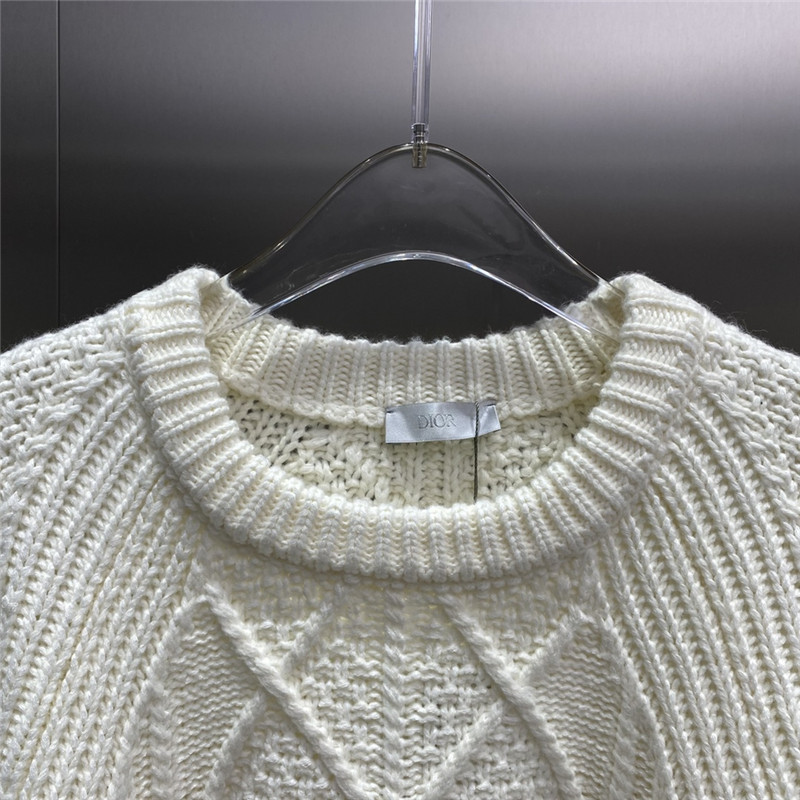 Dior Embossed Chunky Knit Sweater White