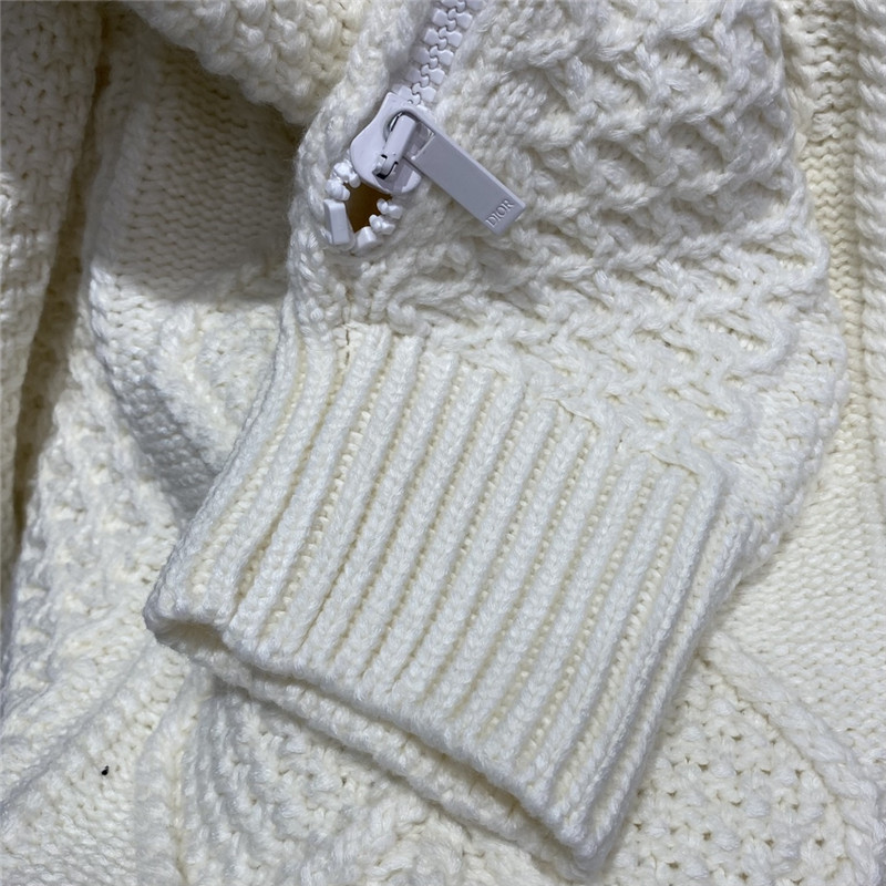 Dior Embossed Chunky Knit Sweater White