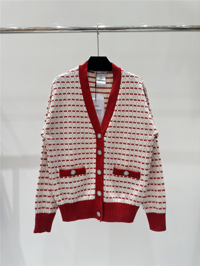 Chanel Plaid V-Neck Knitted Cardigan