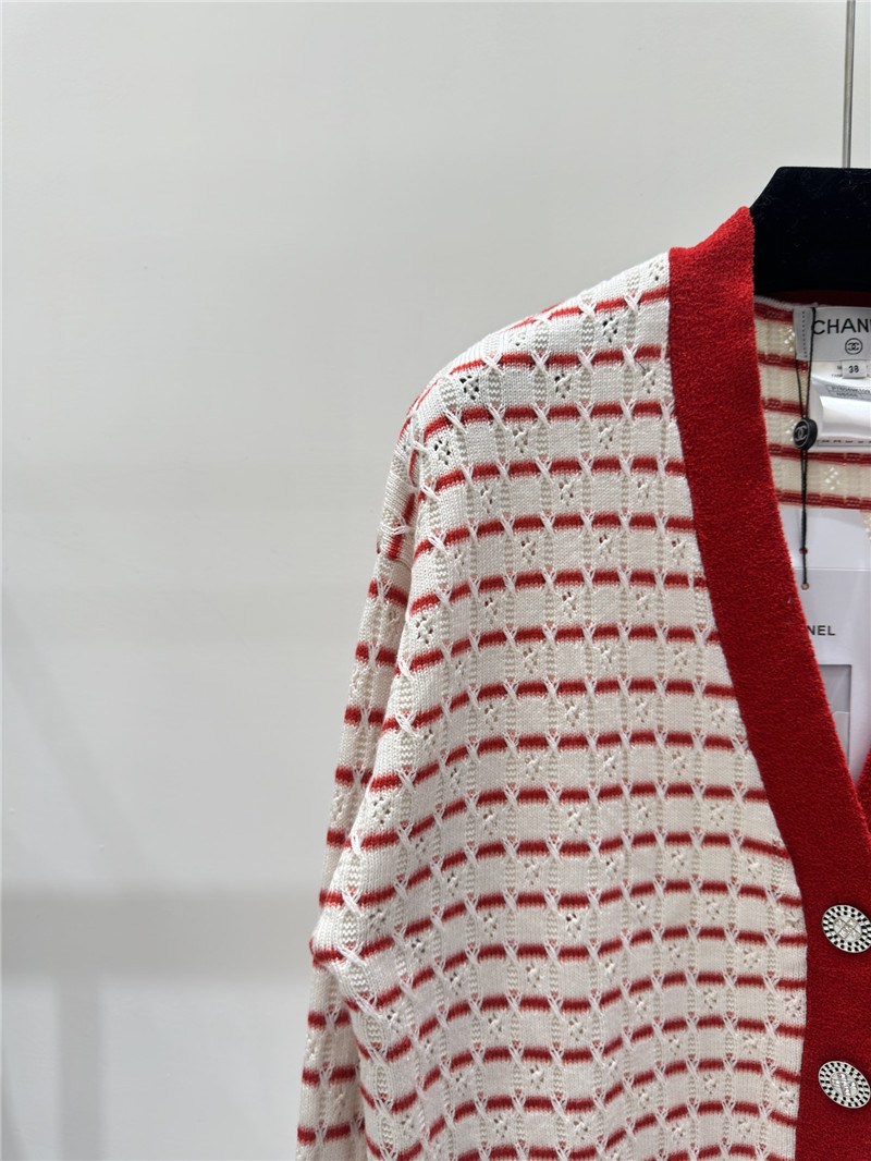 Ch**el plaid v-neck knitted cardigan