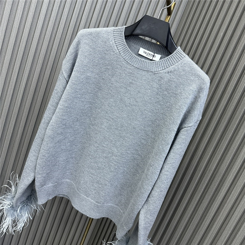 Va1e*ntin0 feather-trimmed wool sweater
