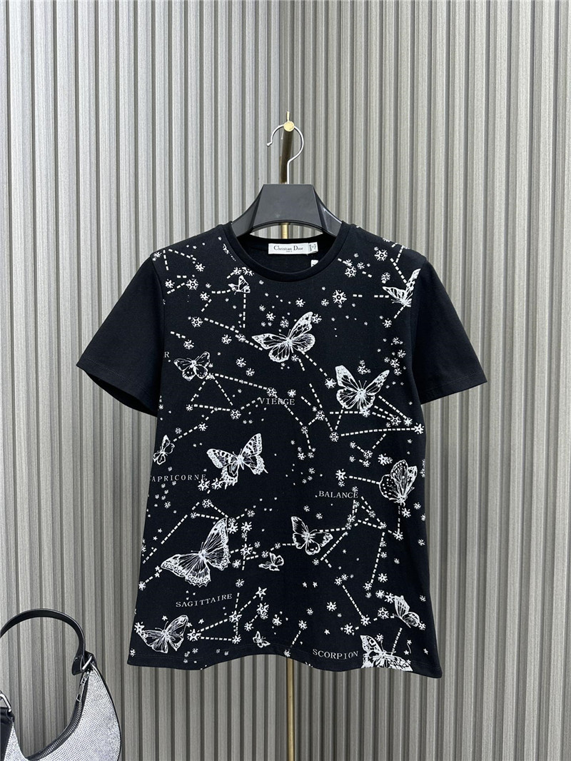 dior heavy beaded butterfly T-shirt