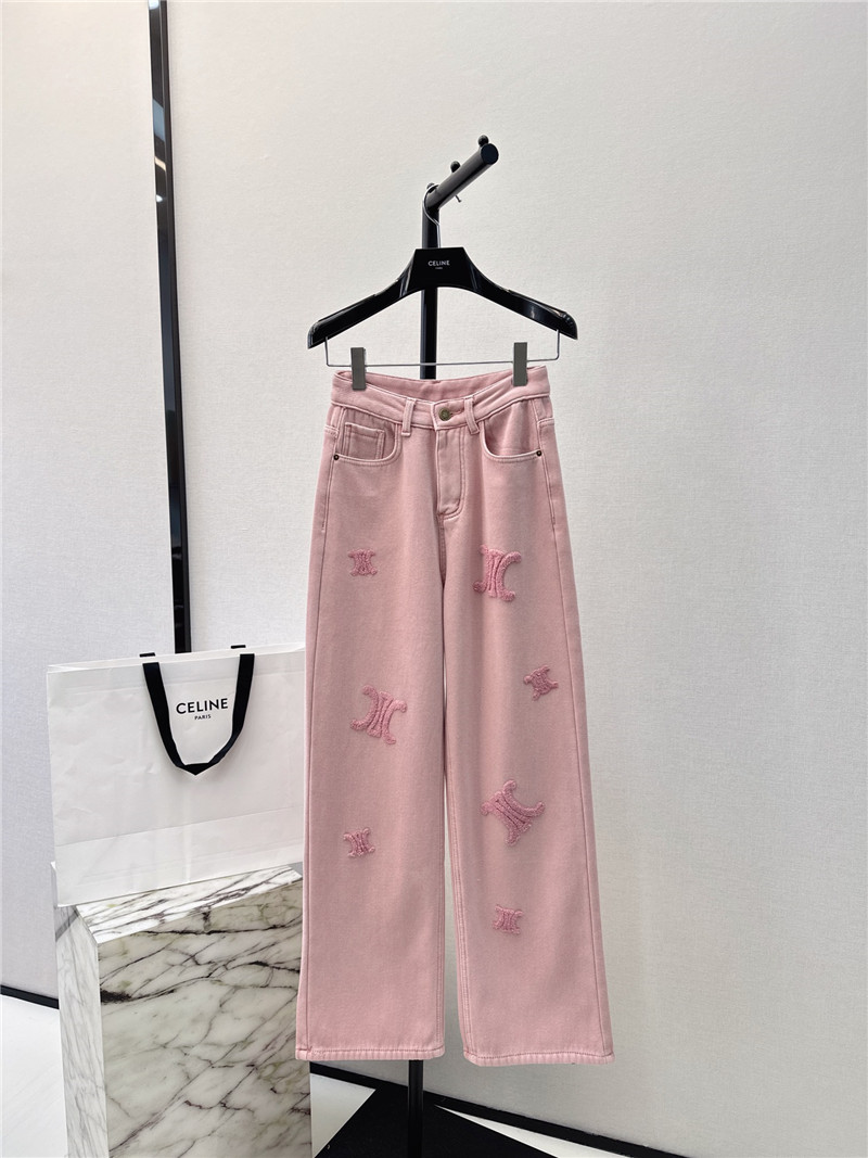 Ce1i*e new logo flocked decorative velvet jeans