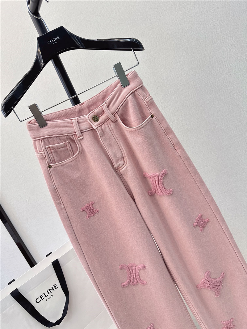 Ce1i*e new logo flocked decorative velvet jeans