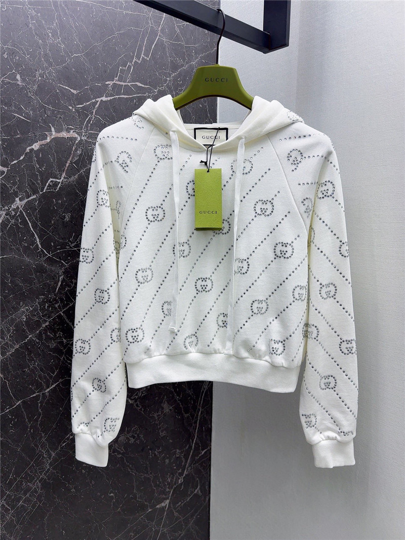Gucci Embellished Hooded Sweatshirt White