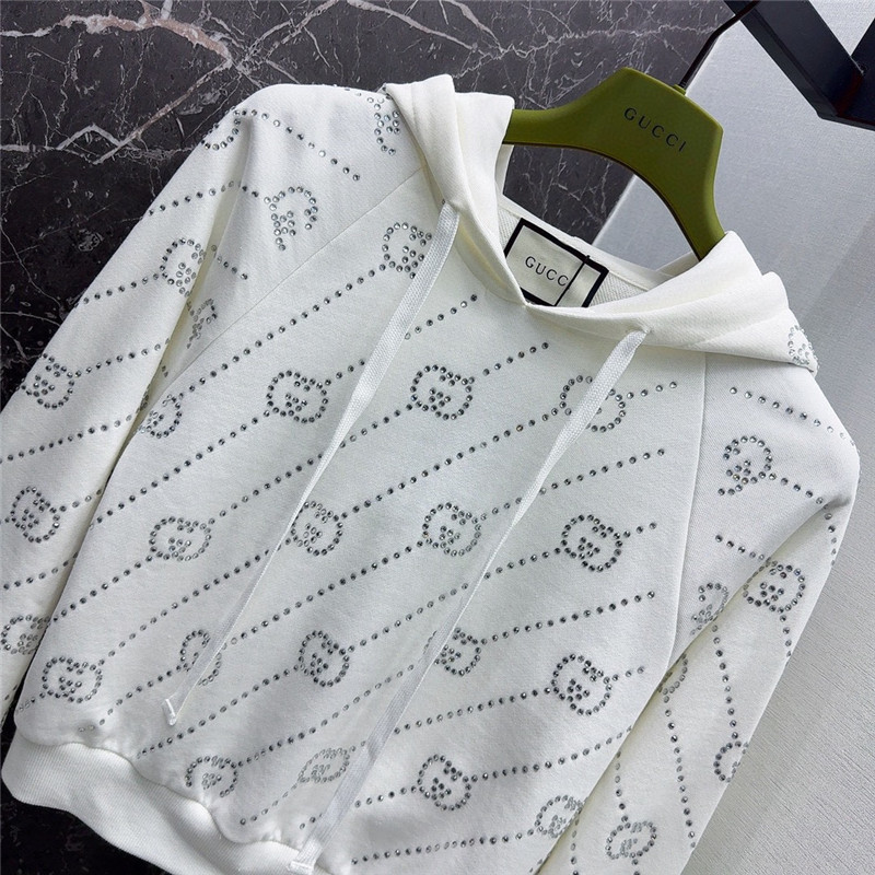 Gucci Embellished Hooded Sweatshirt White