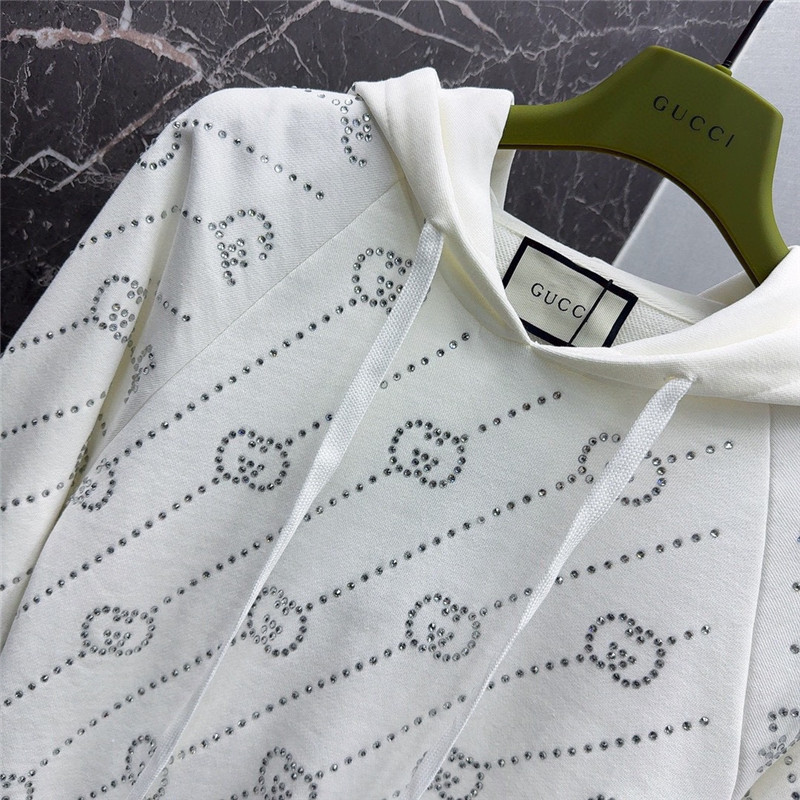 Gucci Embellished Hooded Sweatshirt White
