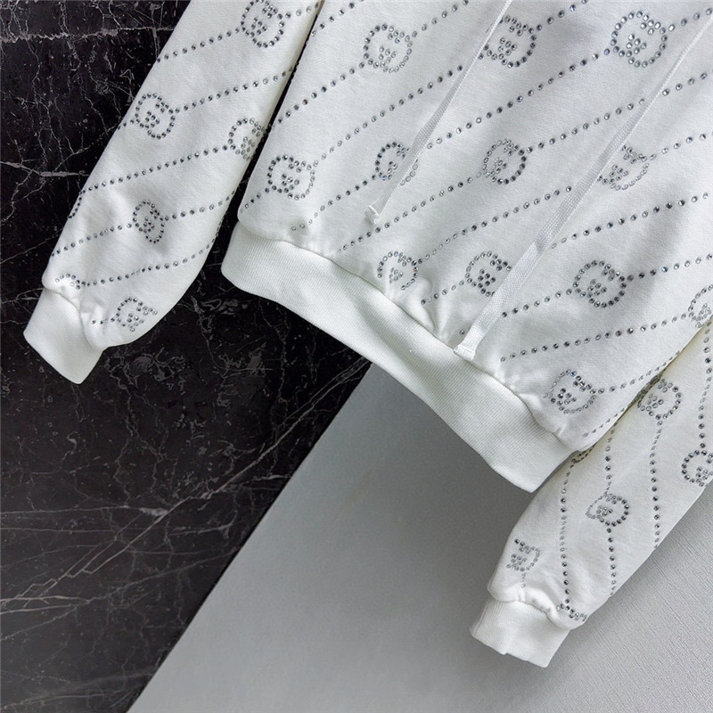 Gucci Embellished Hooded Sweatshirt White