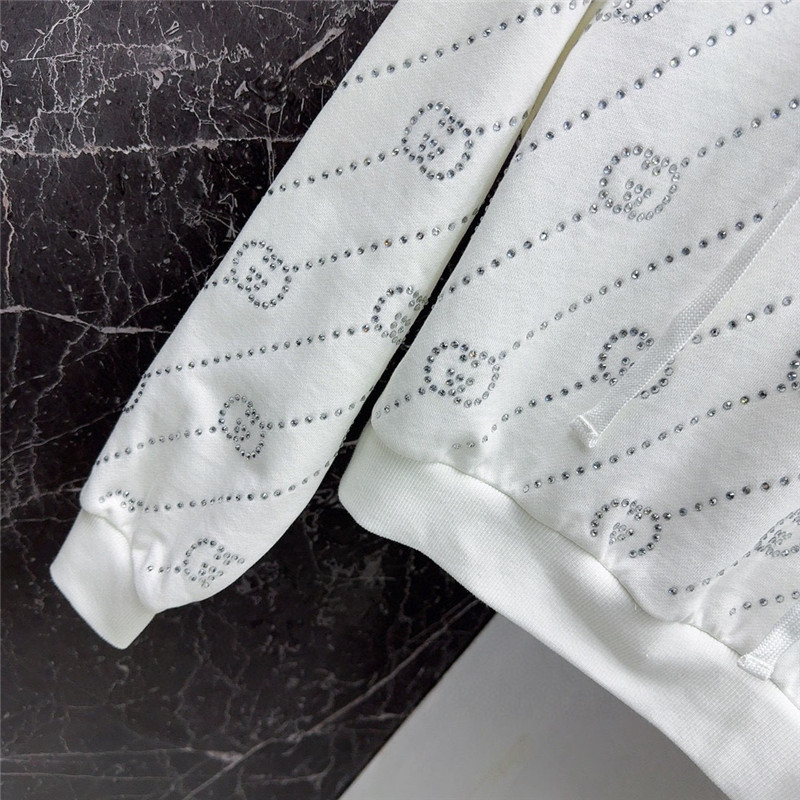 Gucci Embellished Hooded Sweatshirt White