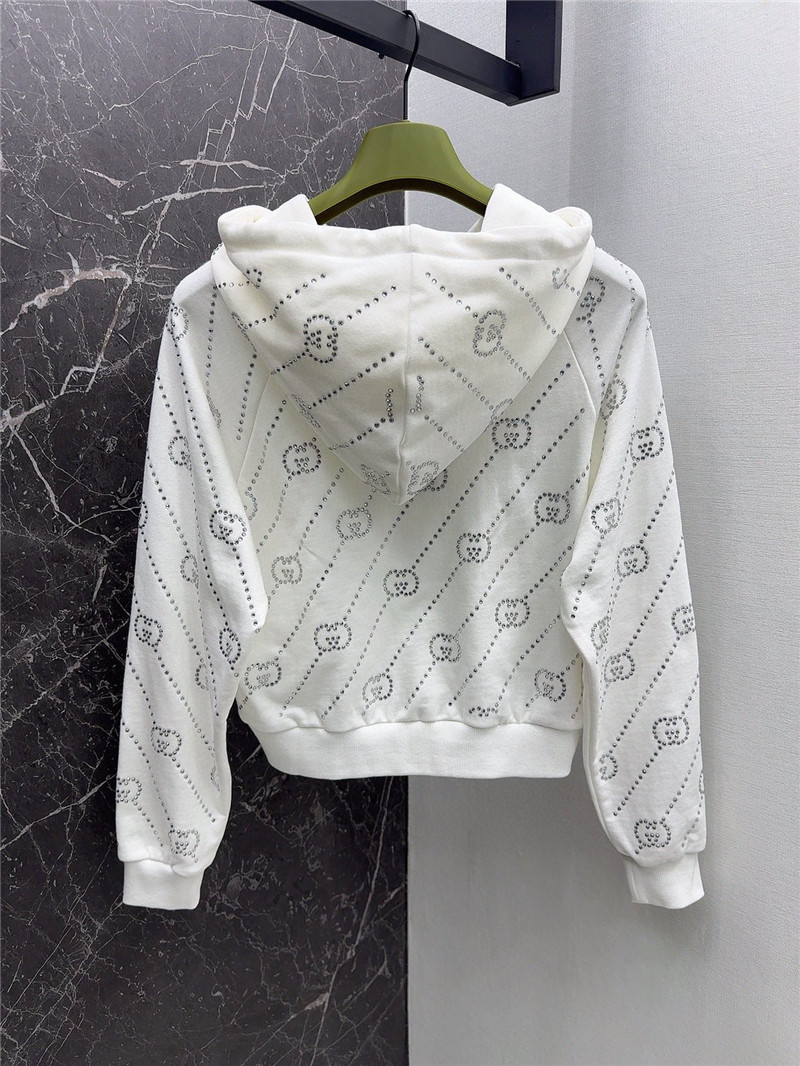 Gucci Embellished Hooded Sweatshirt White
