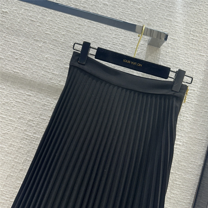 louis vuitton LV new black pleated long skirt