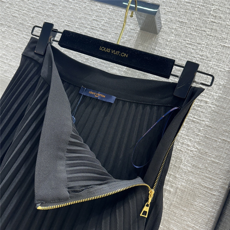 louis vuitton LV new black pleated long skirt