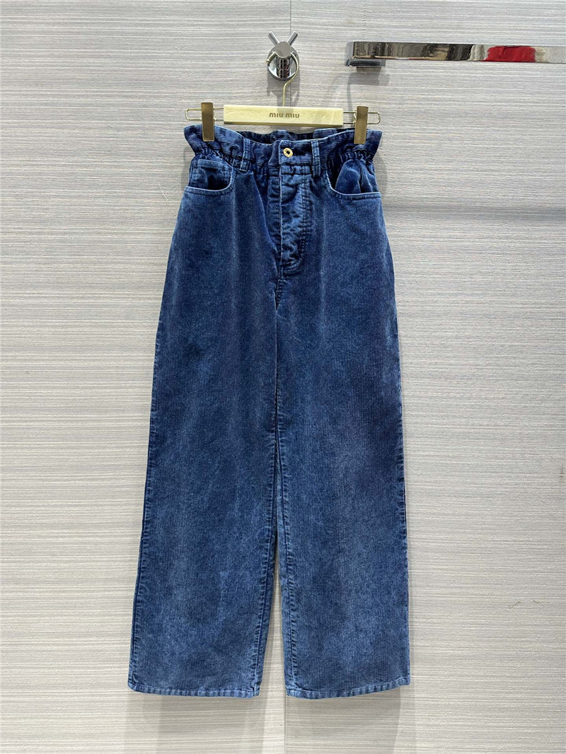 miumiu distressed washed corduroy trousers