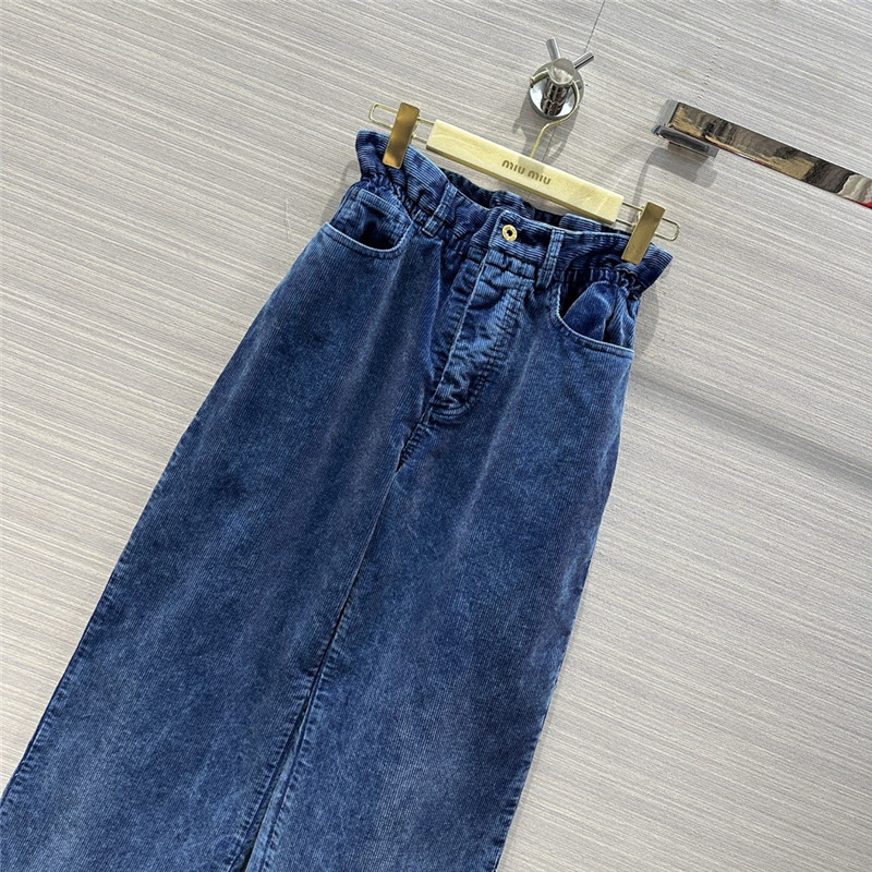 M1um1u distressed washed corduroy trousers