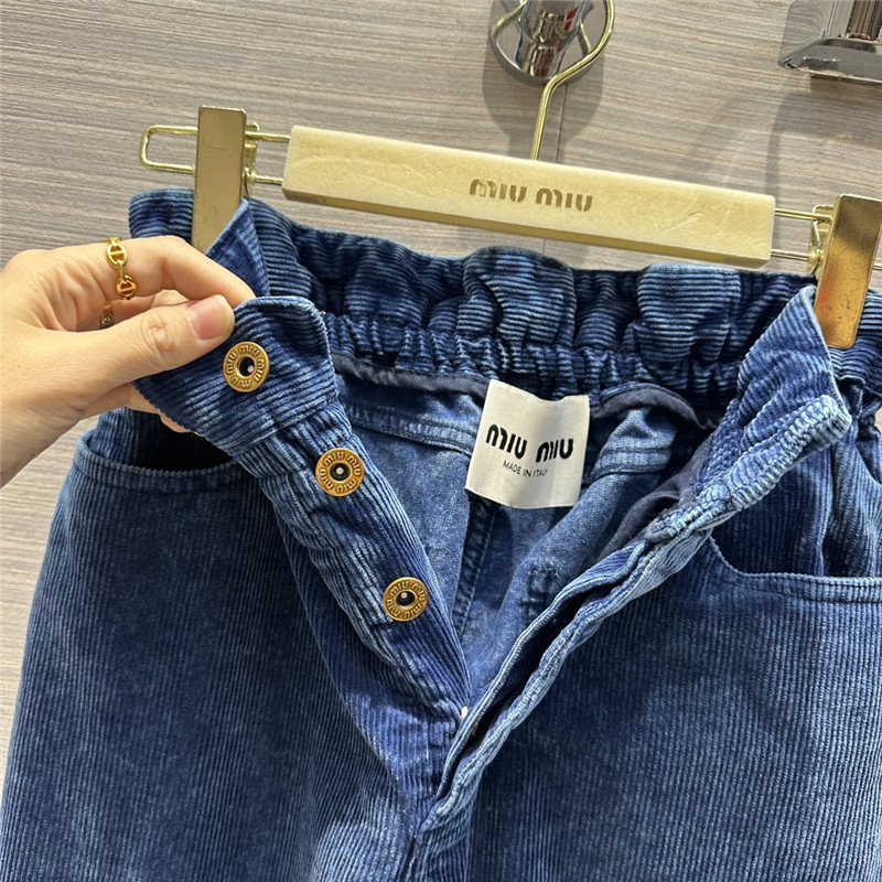 M1um1u distressed washed corduroy trousers