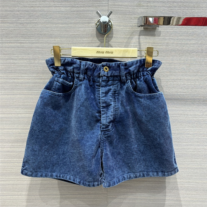 M1um1u distressed washed corduroy shorts