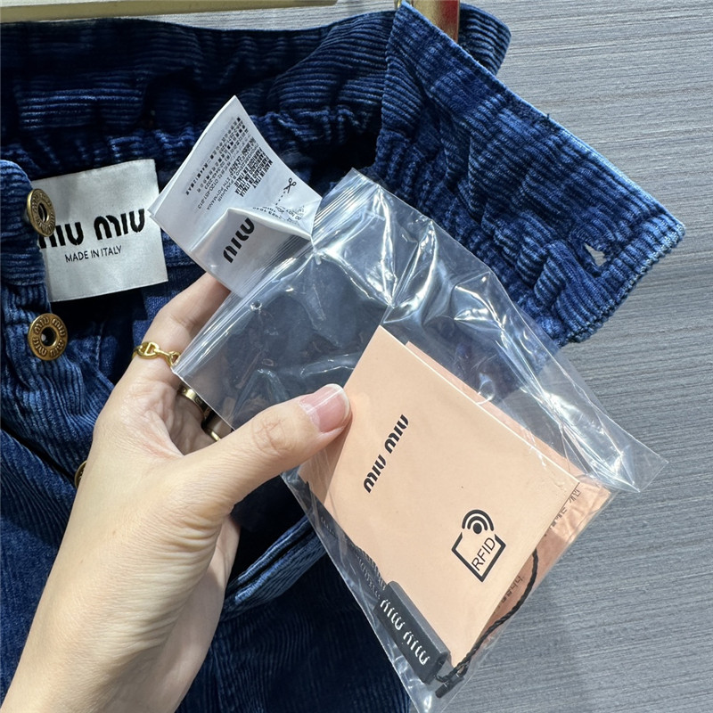 M1um1u distressed washed corduroy shorts