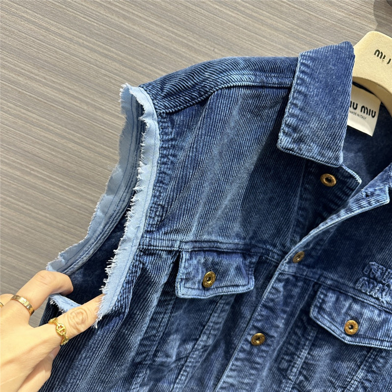 miumiu distressed washed corduroy vest jacket
