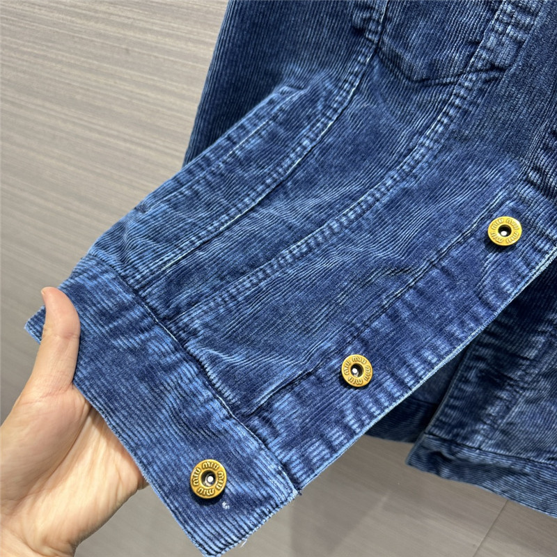 miumiu distressed washed corduroy vest jacket