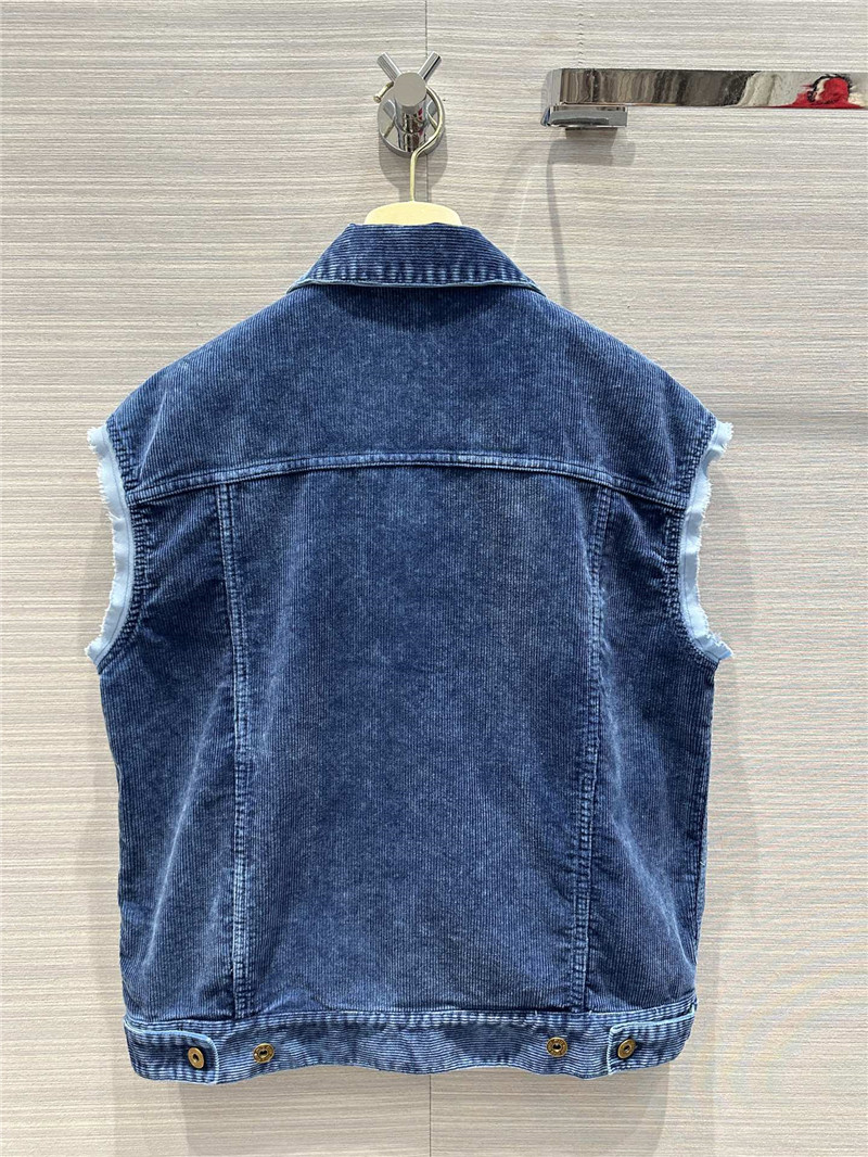 miumiu distressed washed corduroy vest jacket