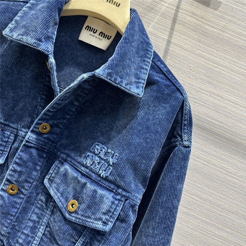 miumiu distressed washed corduroy short jacket