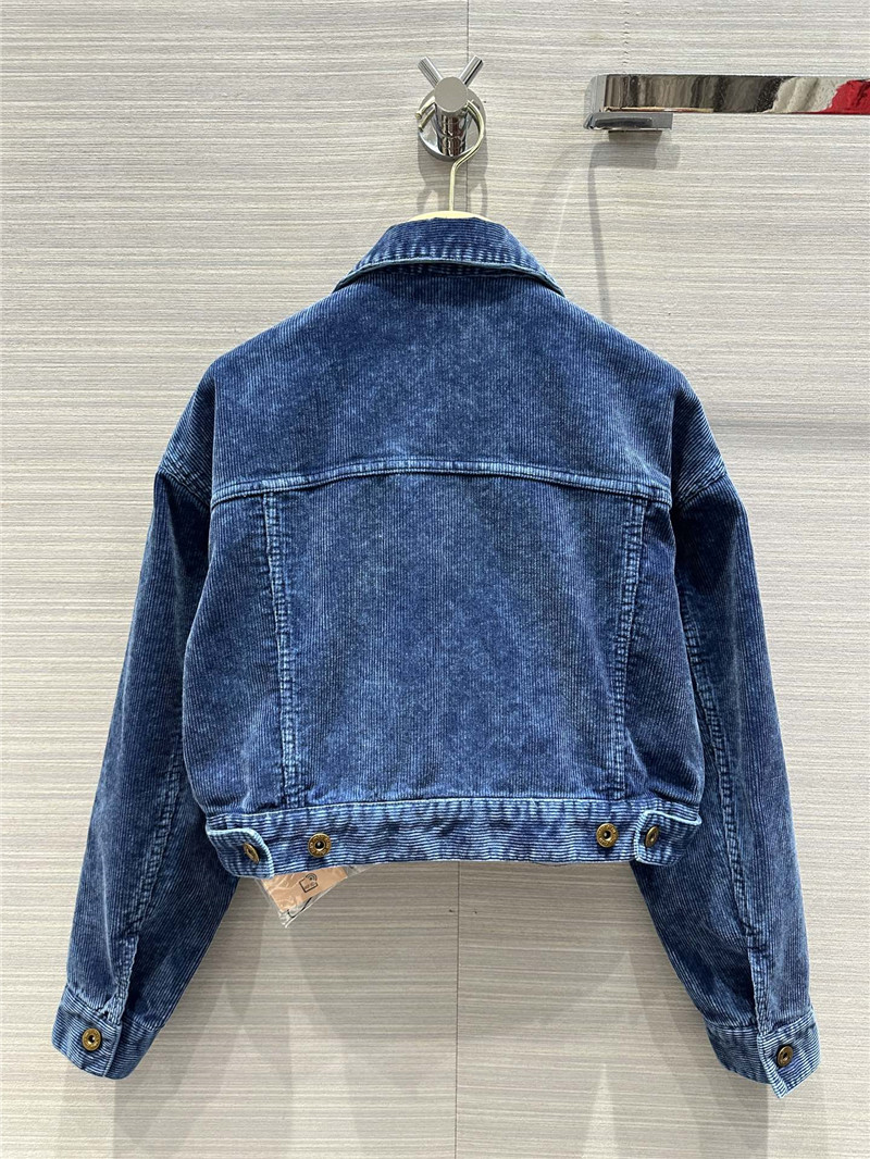 miumiu distressed washed corduroy short jacket