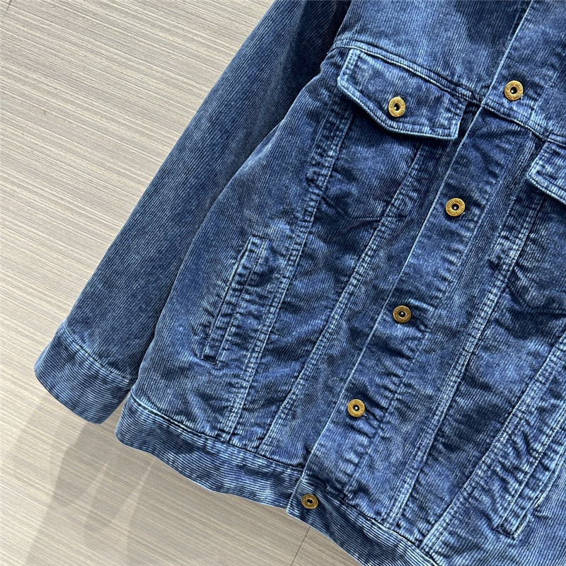 miumiu distressed washed corduroy long jacket