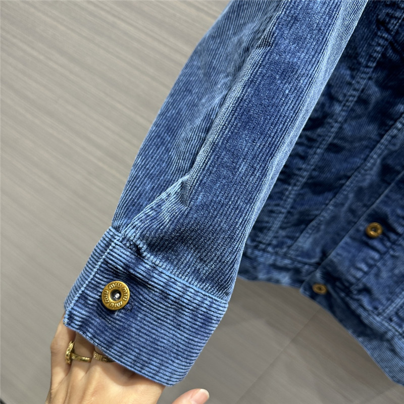 miumiu distressed washed corduroy long jacket