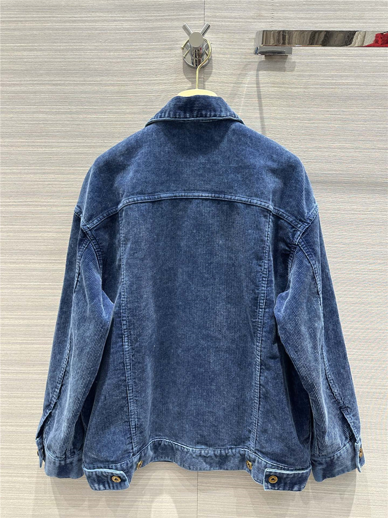 miumiu distressed washed corduroy long jacket