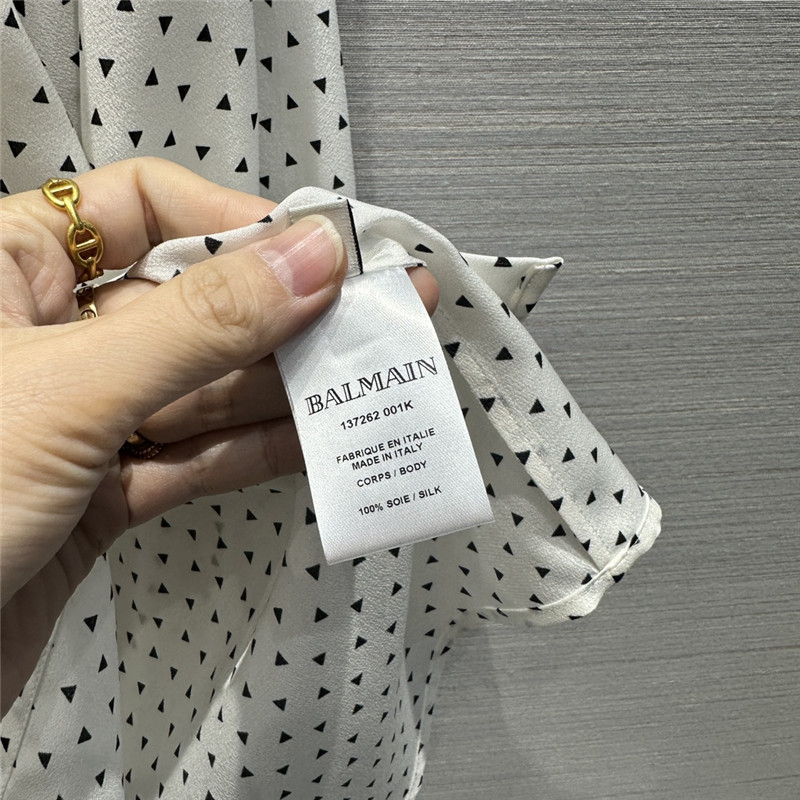 Balmain triangle polka dot printed silk shirt