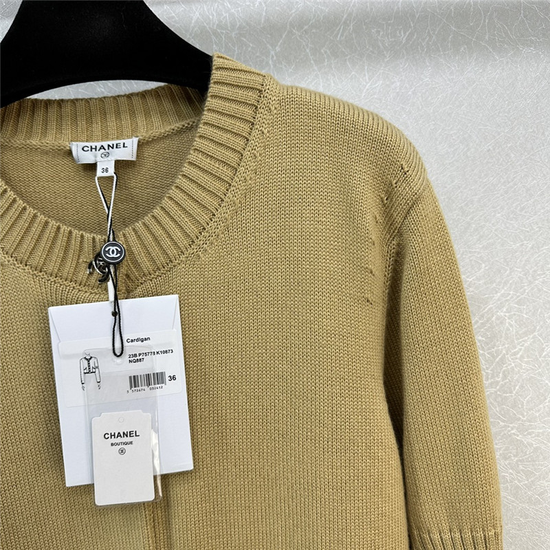 Ch**el logo ribbed neck knit cardigan