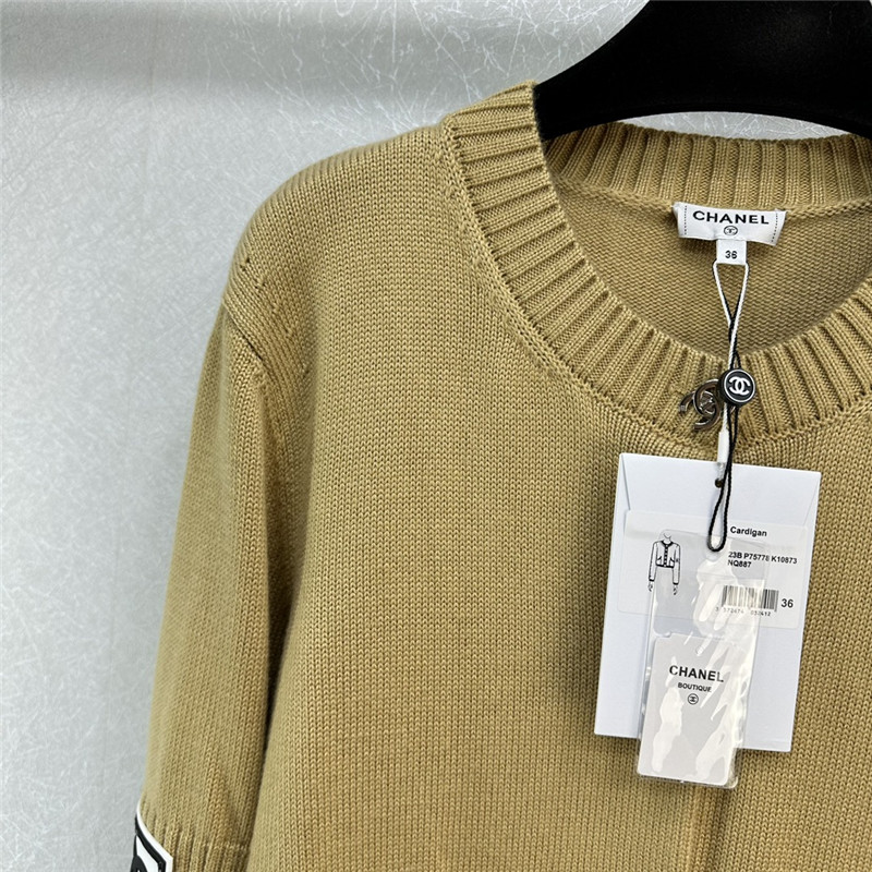 Ch**el logo ribbed neck knit cardigan