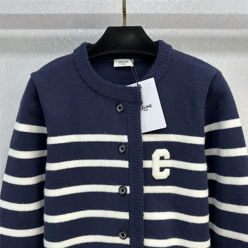Ce1i*e appliqué striped cardigan