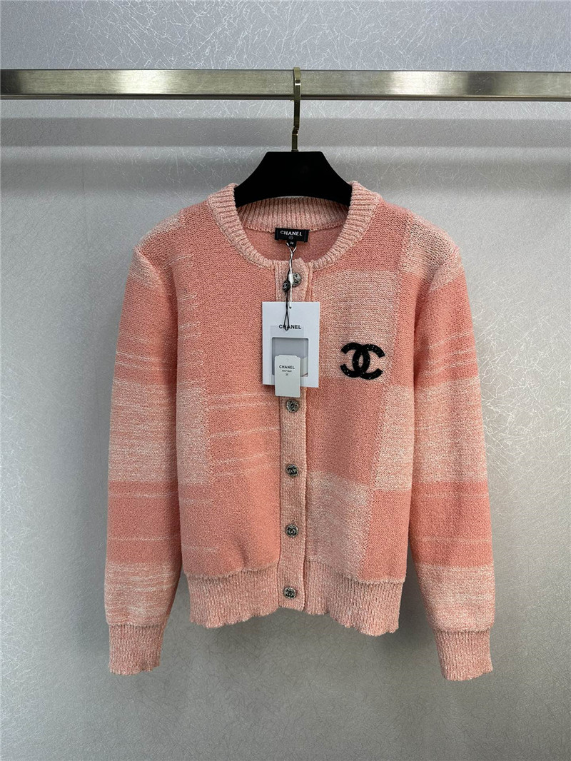 Chanel Logo Plaid Knitted Cardigan