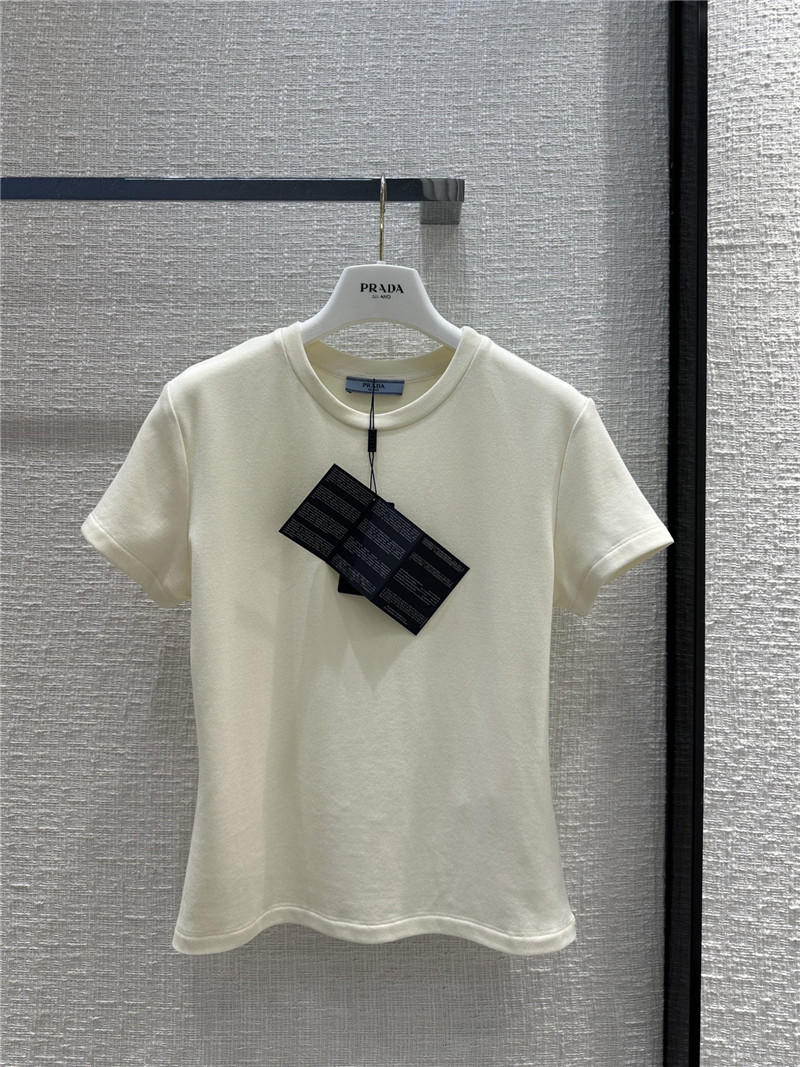 prada triangle logo patch brushed short-sleeved shirt