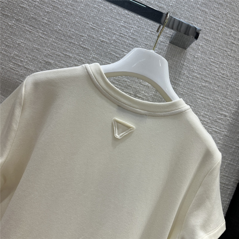 Pra*a triangle logo patch brushed short-sleeved shirt