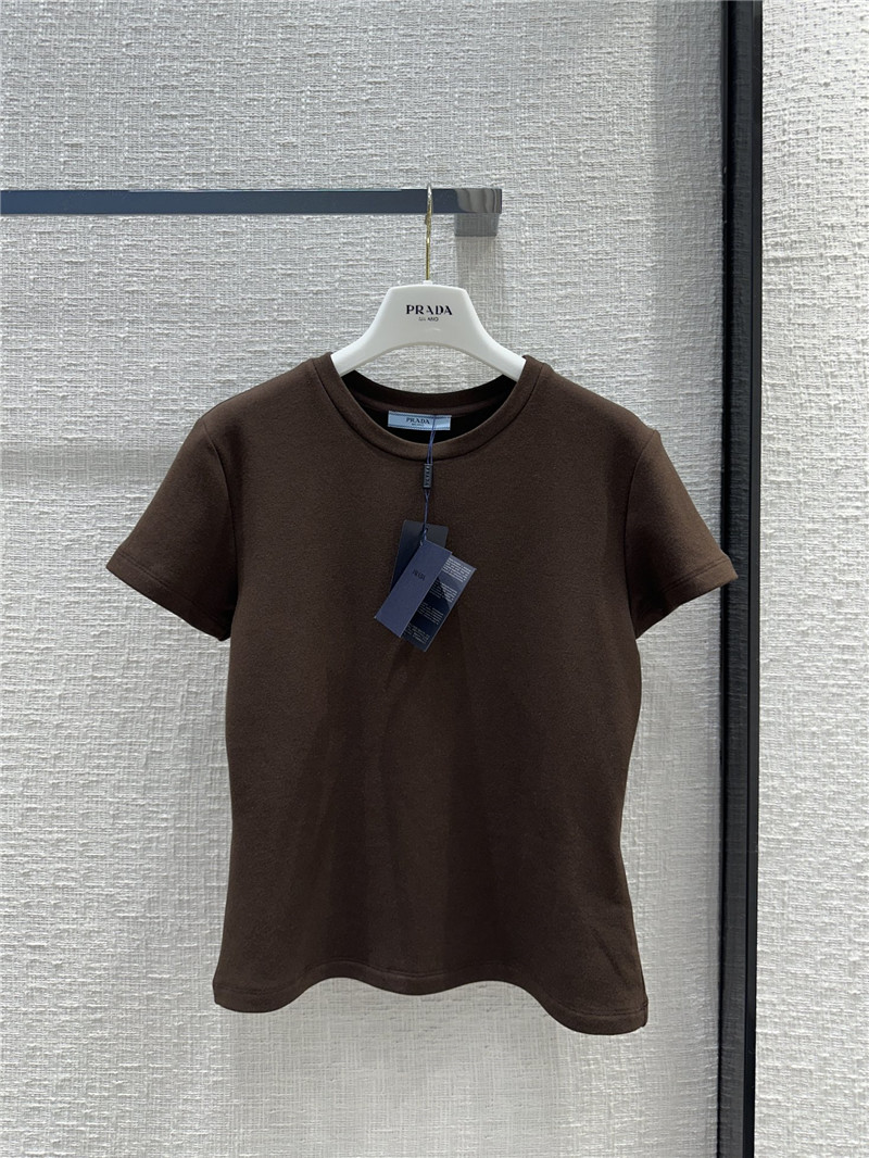 prada triangle logo patch brushed short-sleeved shirt