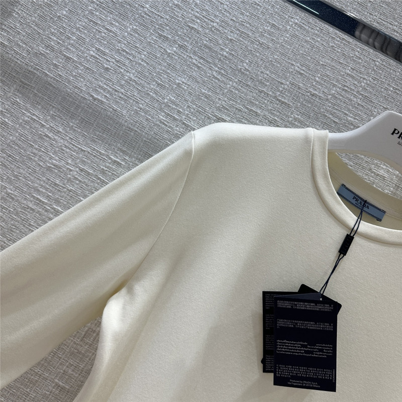 Pra*a triangle logo patch brushed base layer shirt