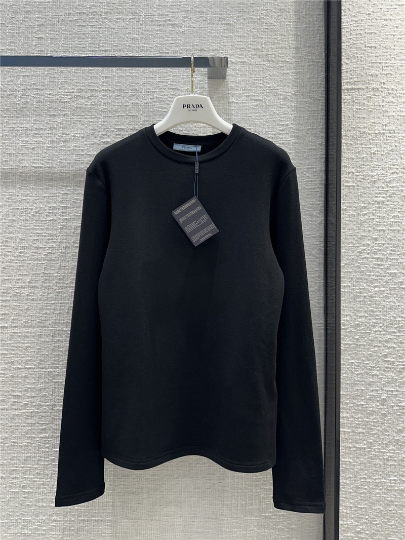 prada triangle logo patch brushed base layer shirt