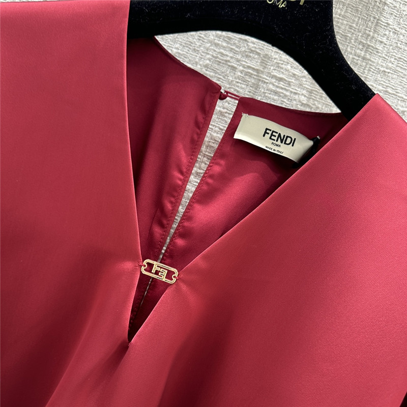 fendi Bordeaux red V-neck dress