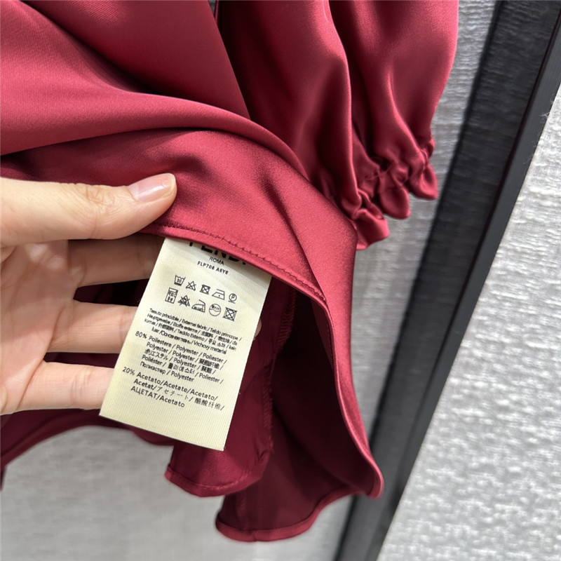 fendi Bordeaux red V-neck dress