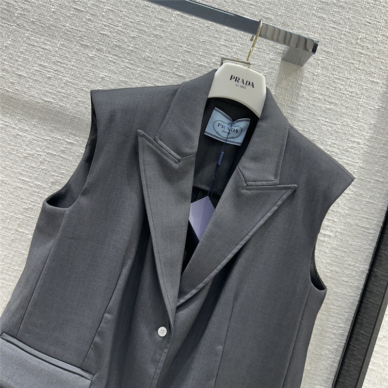 prada premium gray vest shorts suit