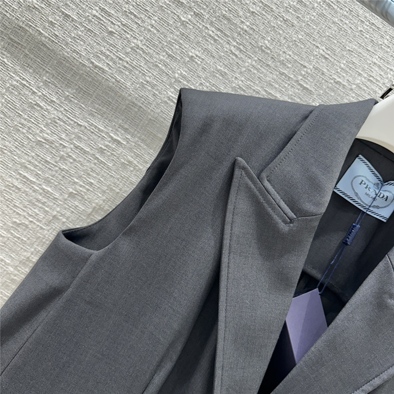 prada premium gray vest shorts suit